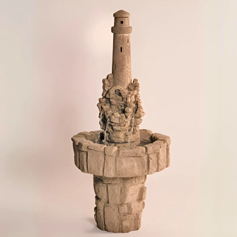 Lighthouse on Cliff Concrete Fountain - Fiore #277