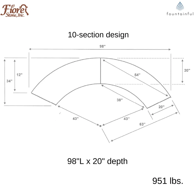 Venetian Curved Concrete Garden Bench - Fiore #613