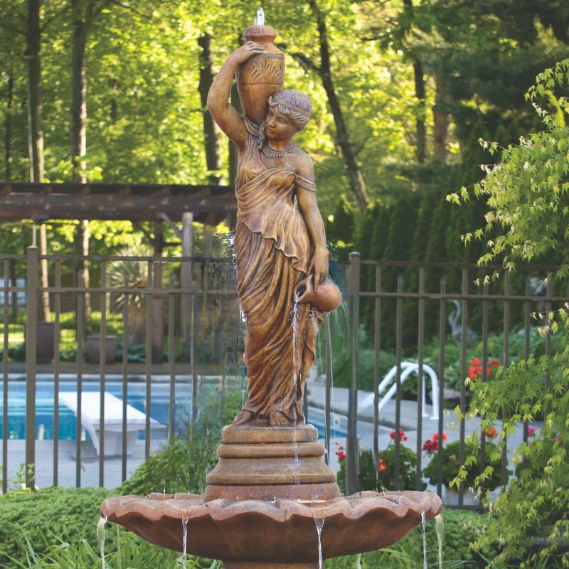 Large Grecian Lady 2-Tier Fountain - Massarellis #3440
