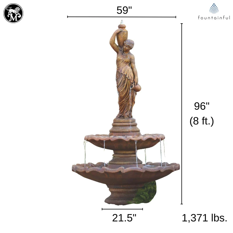 Large Grecian Lady 2-Tier Fountain - Massarellis #3440