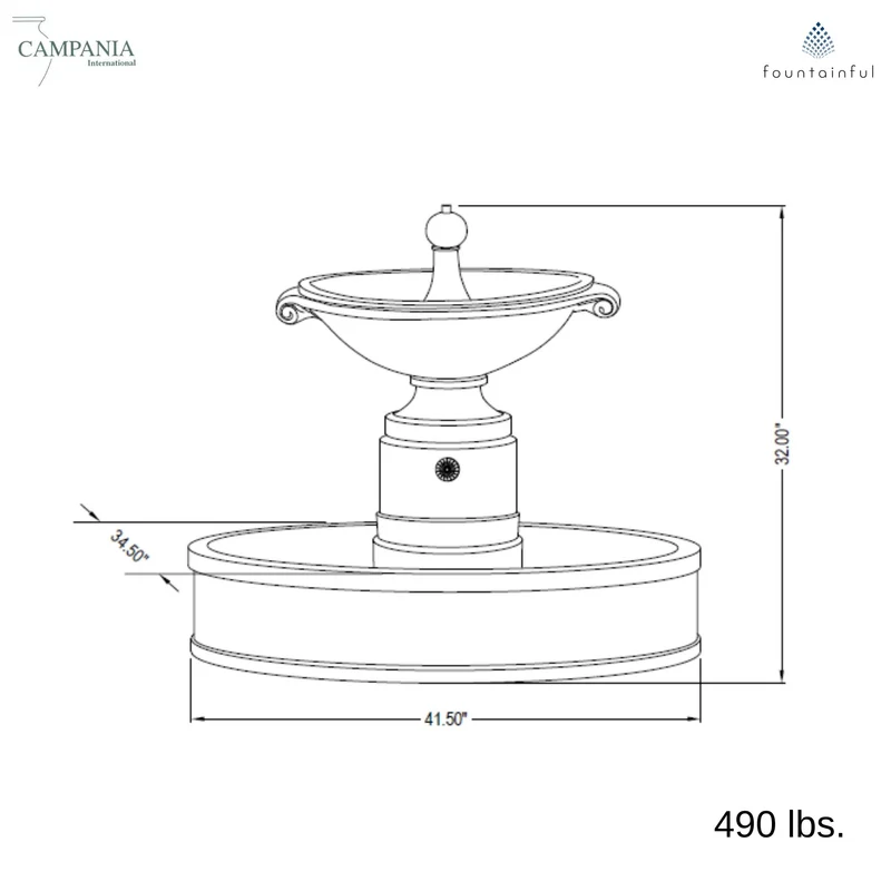 Borghese Concrete Fountain in Basin - Campania #FT224