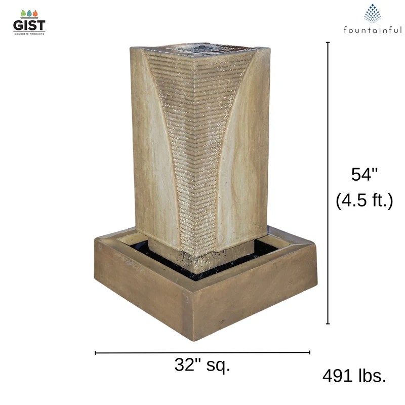 Ribbed Monolith Concrete Fountain - GIST Fountains