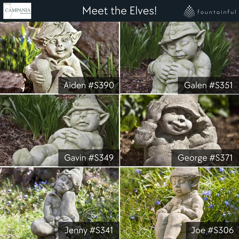 Gavin The Garden Elf Concrete Statue - Campania #S349