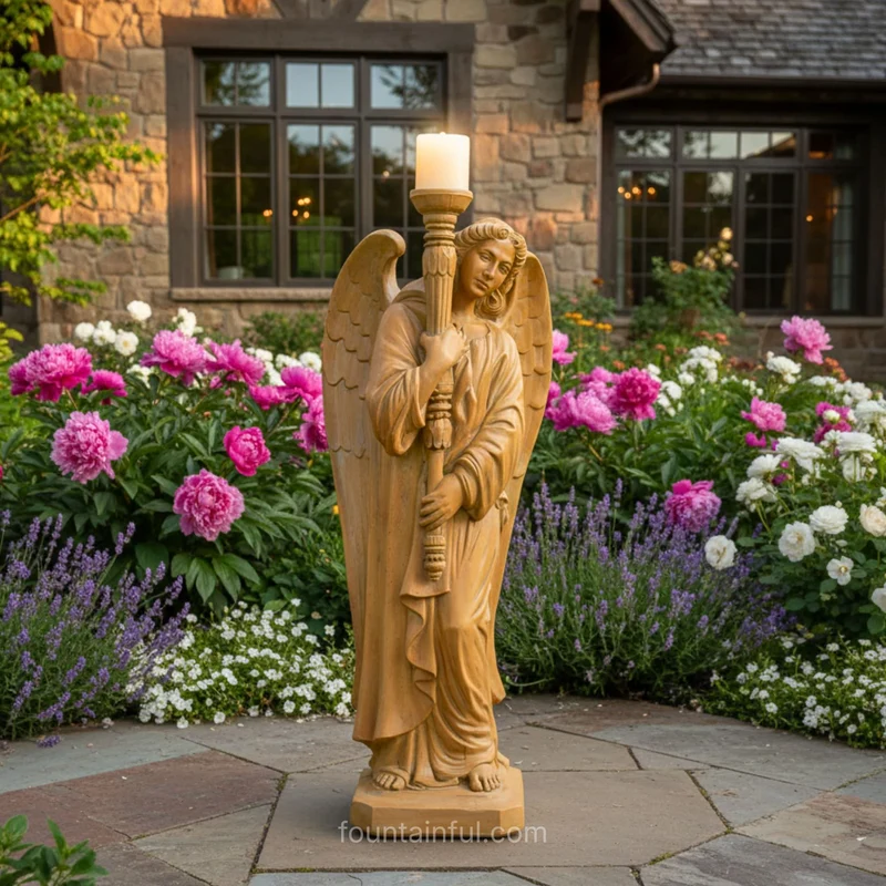 St. Michael Concrete Candleholder Statue - Giannini #8098