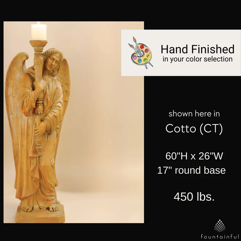 St. Michael Concrete Candleholder Statue - Giannini #8098