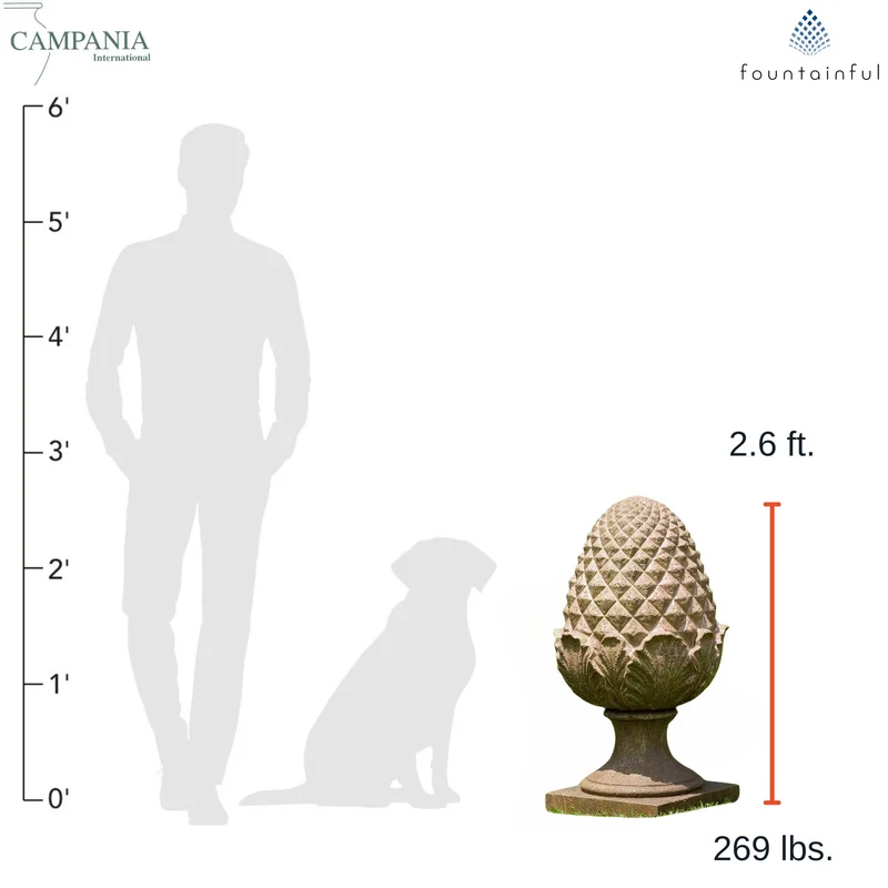 Williamsburg Grand Pine Cone Concrete Finial Statue - Campania #S303