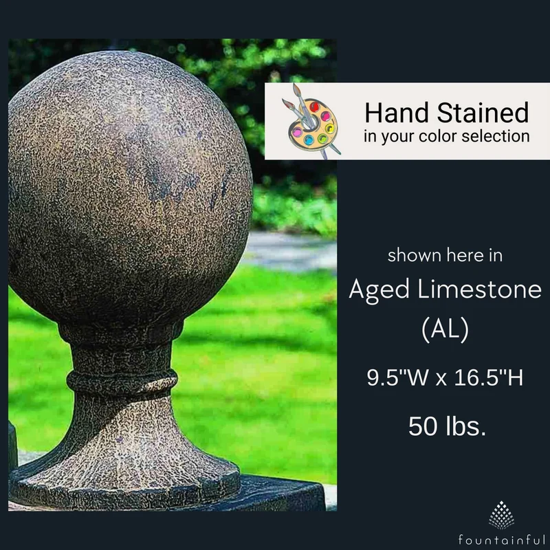 Small Sphere w/Square Base Concrete Garden Statue - Campania #S203