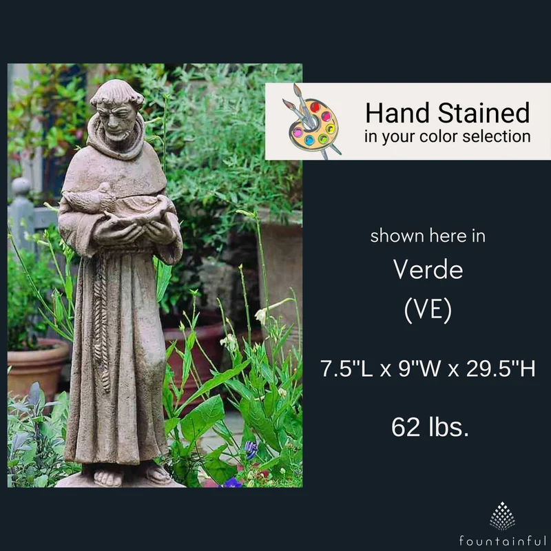 St. Francis w/Bird and Shell Concrete Garden Statue - Campania #R024