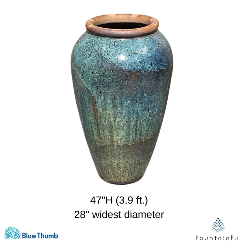 47" Tuscany Vase "Blue/Green" Water Fountain - Complete Kit - Blue Thumb