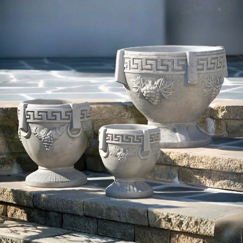 Grecian Urn Concrete Planters - Massarellis