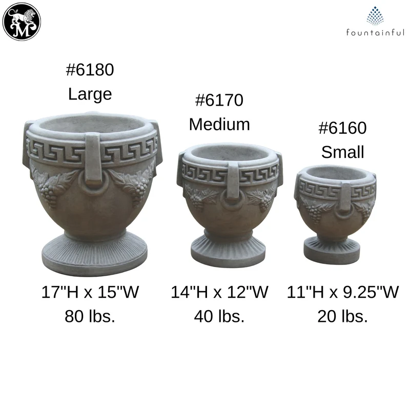 Grecian Urn Concrete Planters - Massarellis