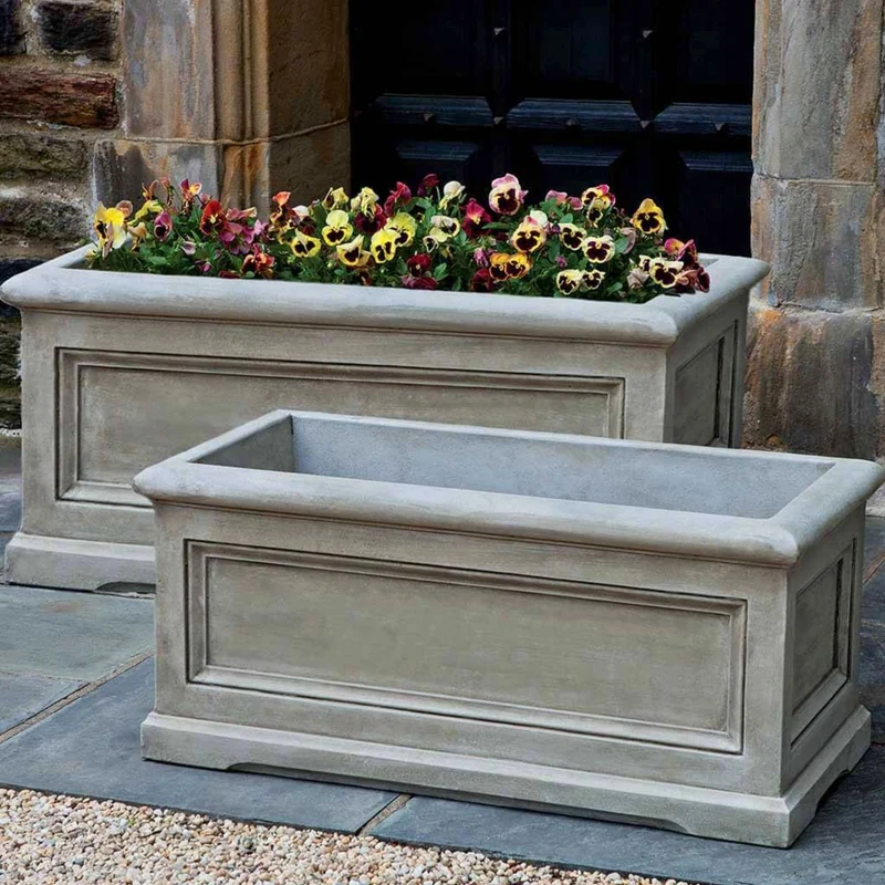 Orleans Large Window Box Concrete Planters - Campania