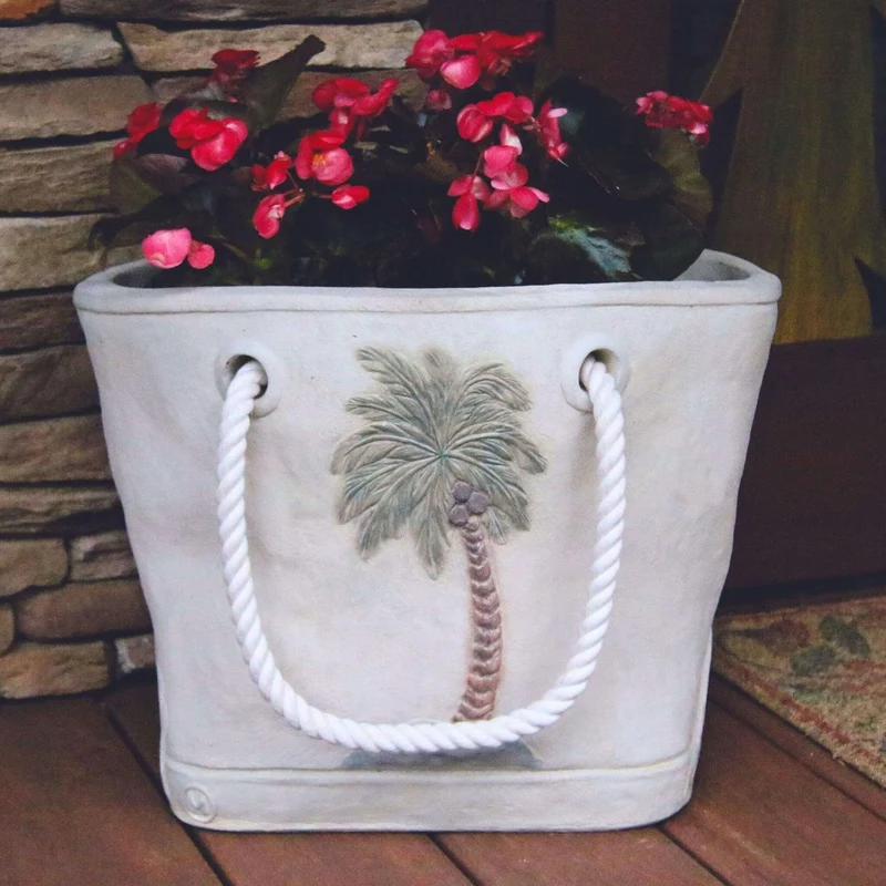 Palm Tree Concrete Tote Planter - Massarellis #6558