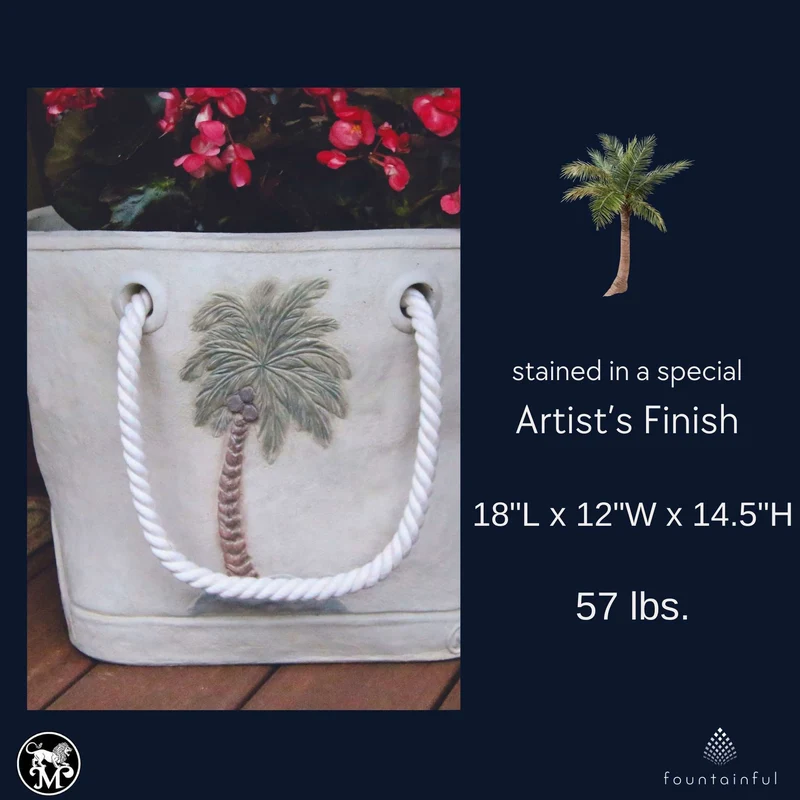 Palm Tree Concrete Tote Planter - Massarellis #6558