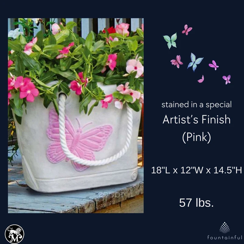 Butterfly Concrete Tote Planter - Massarellis #6554