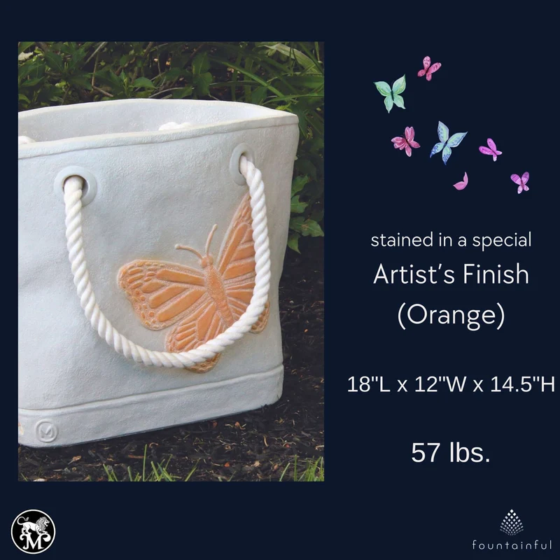 Butterfly Concrete Tote Planter - Massarellis #6554