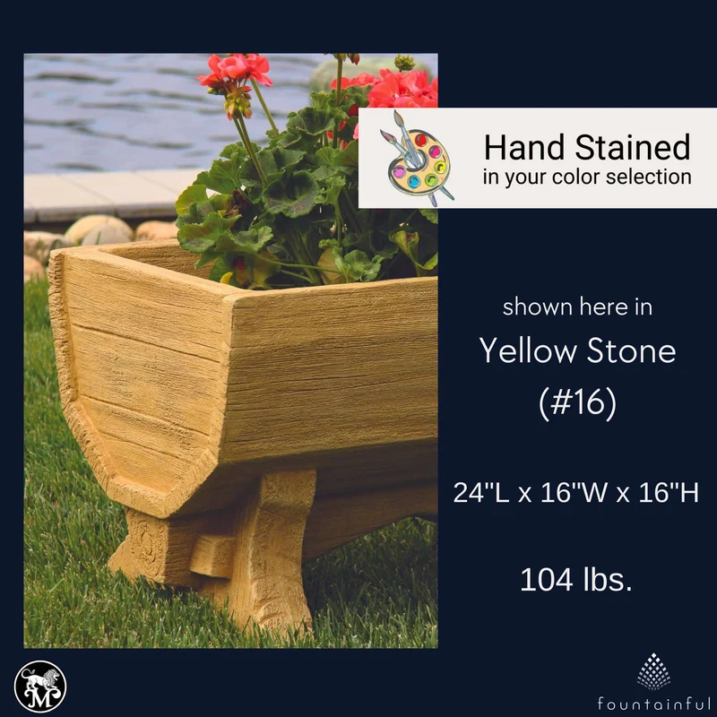 Rustic Trough Concrete Planter - Massarellis #6599