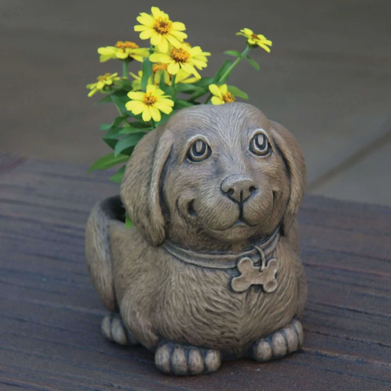 Waffles The Puppy Concrete Planter - Massarellis #6096