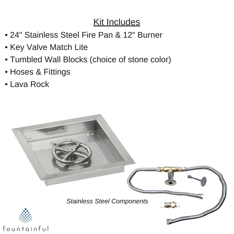 DIY Square Gas Fire Pit Kit