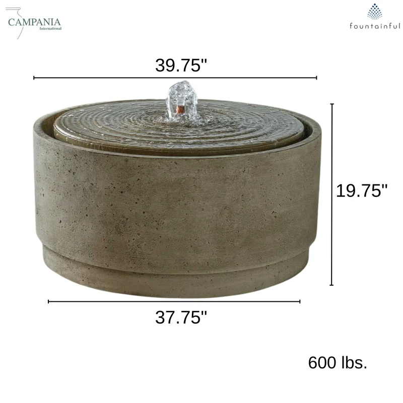 Onda Round Concrete Bowl Fountain - Campania #FT429