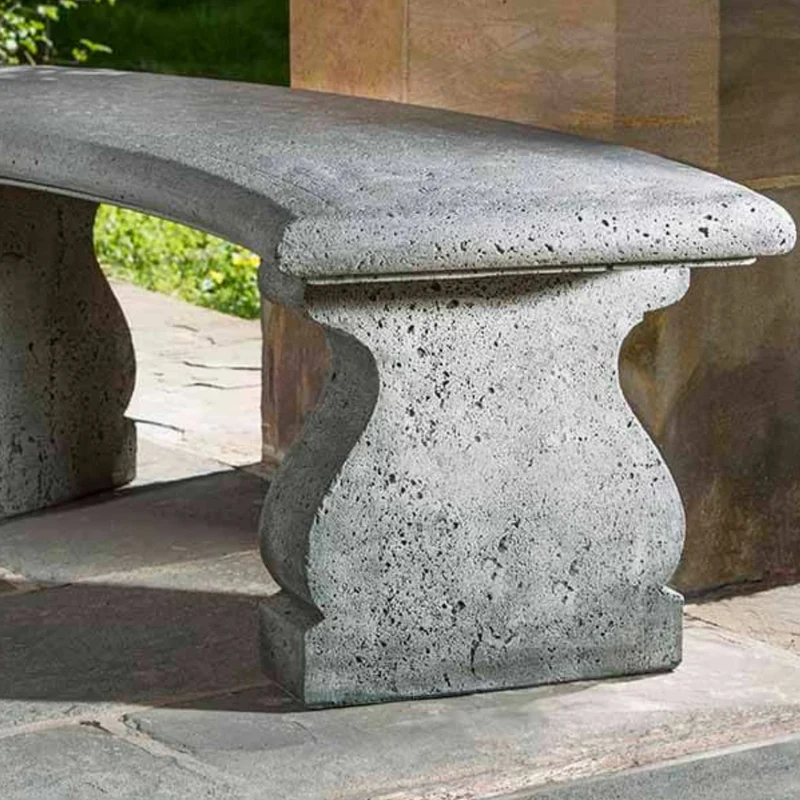 Provencal Curved Concrete Garden Bench - Campania #BE123