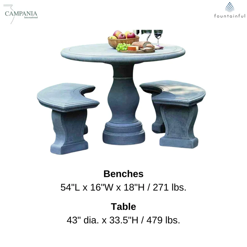 Palladio Concrete Benches & Table Set - Campania