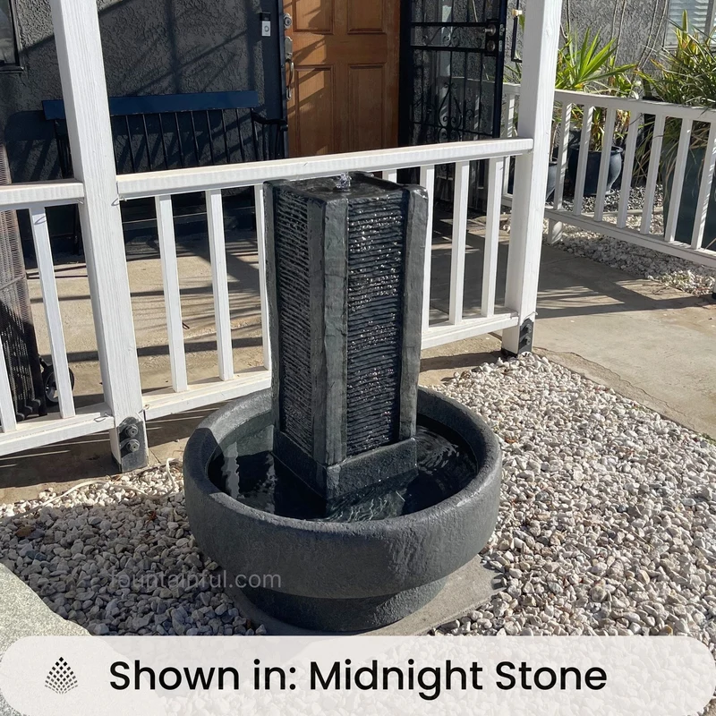 Slate Tower Concrete Fountain with Lights - Massarellis #3811