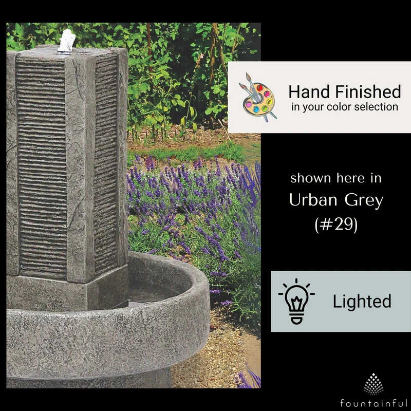Slate Tower Concrete Fountain with Lights - Massarellis #3811