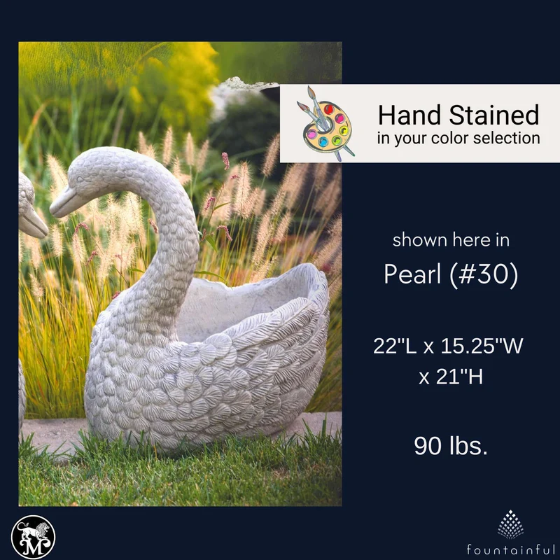 Heart Swans Concrete Planters - Massarellis