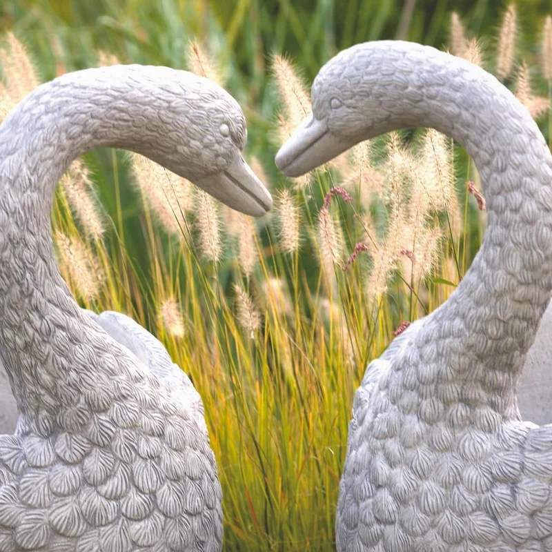 Heart Swans Concrete Planters - Massarellis
