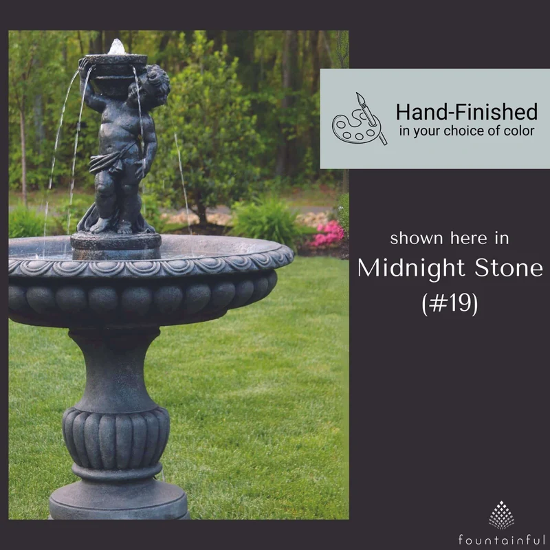 Isabella Cherub Concrete Fountain - Massarellis #3871
