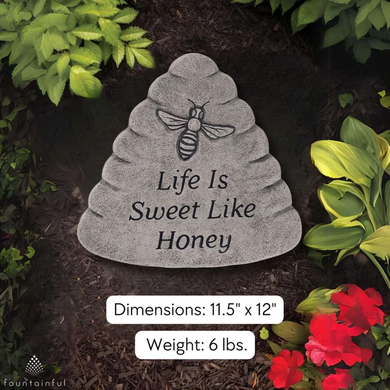 Life is Sweet Concrete Garden Greeting Stone - Massarellis #1732