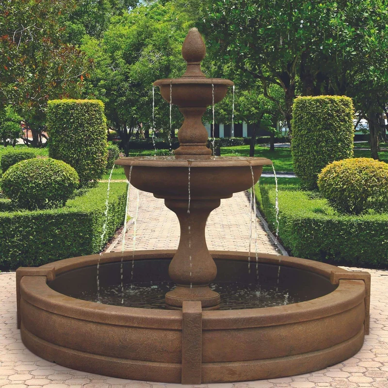 Vicenza 2-Tier Concrete Fountain w/ Pool - Massarellis #3670