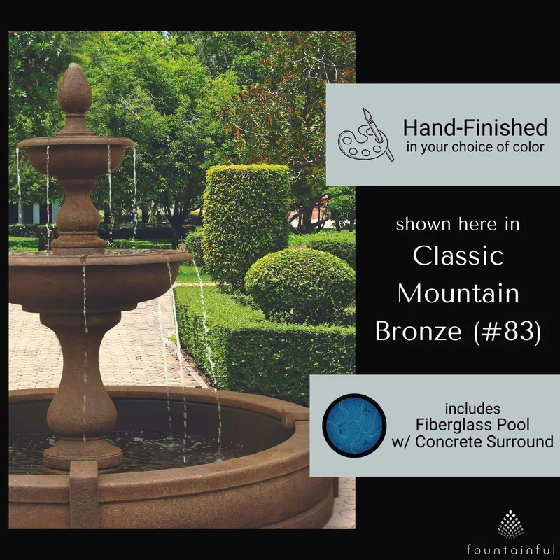 Vicenza 2-Tier Concrete Fountain w/ Pool - Massarellis #3670