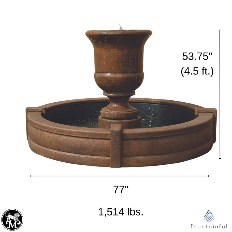 Cento Urn Concrete Fountain w/Pool - Massarellis #3690