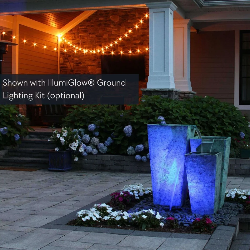 Triple Tapered Square Brass Urn Fountain - Complete Kit - Blue Thumb