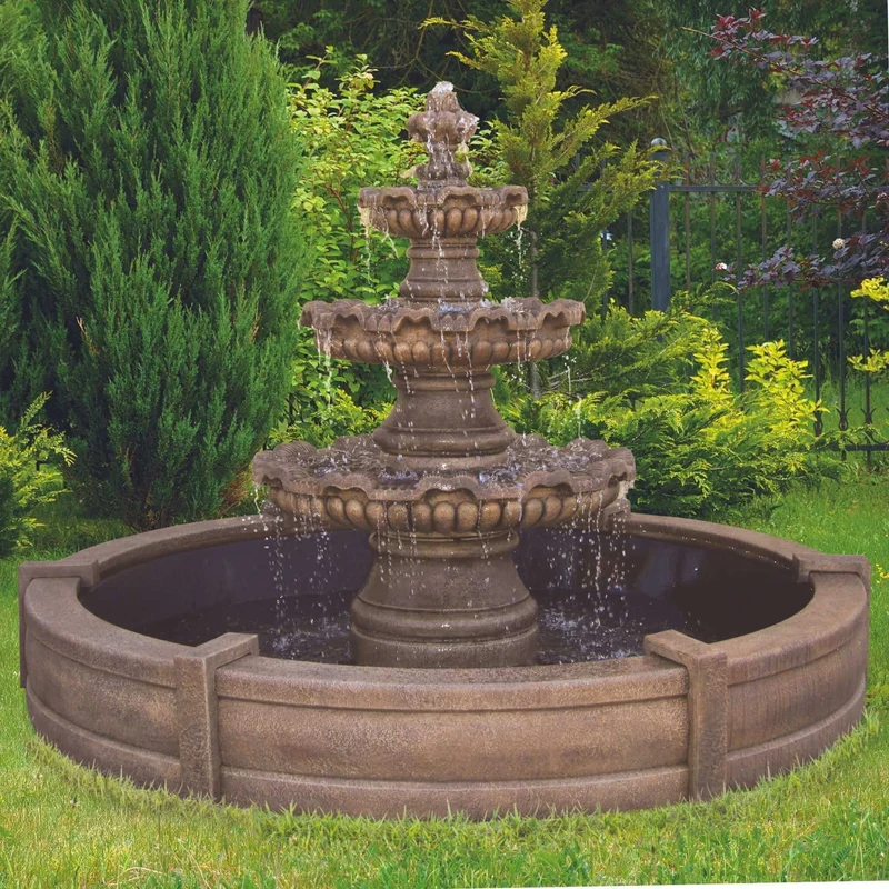 Renault 3-Tier Concrete Fountain with Pool - Massarellis #3665