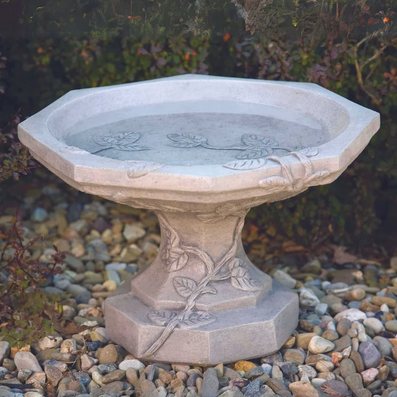 Vine Short Concrete Bird Bath - Massarellis #9010