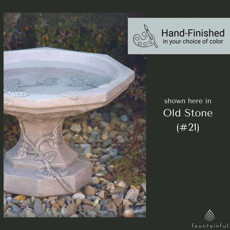 Vine Short Concrete Bird Bath - Massarellis #9010