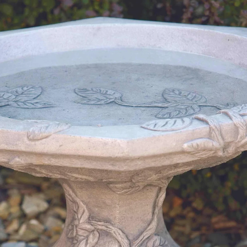 Vine Short Concrete Bird Bath - Massarellis #9010