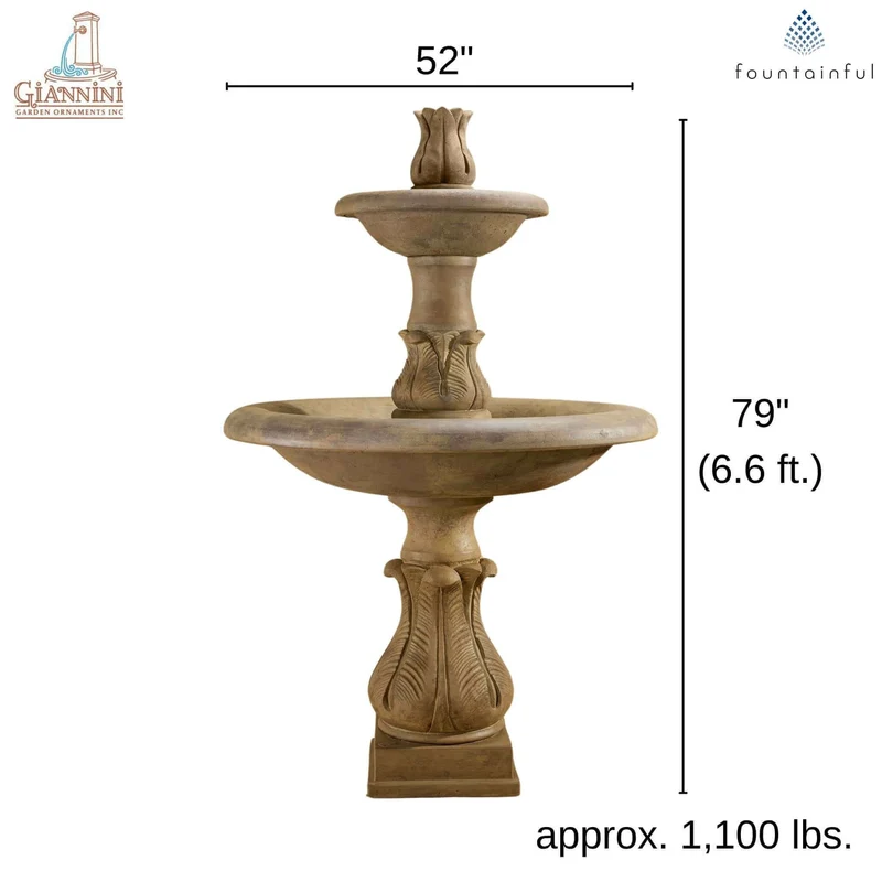 Folium 2-Tier Concrete Fountain - Giannini #1690