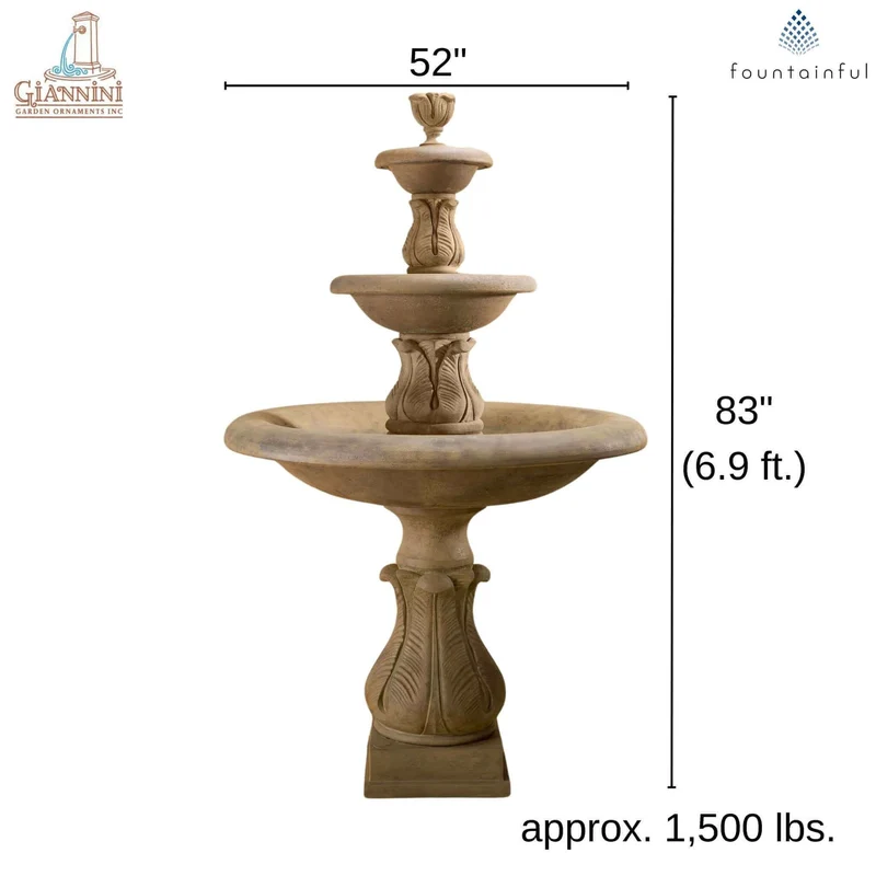 Folium 3-Tier Concrete Fountain - Giannini #1689