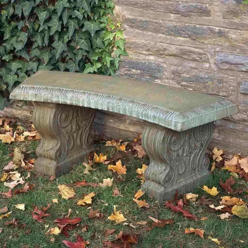 Traditional Curved Concrete Garden Bench - Campania #BE03