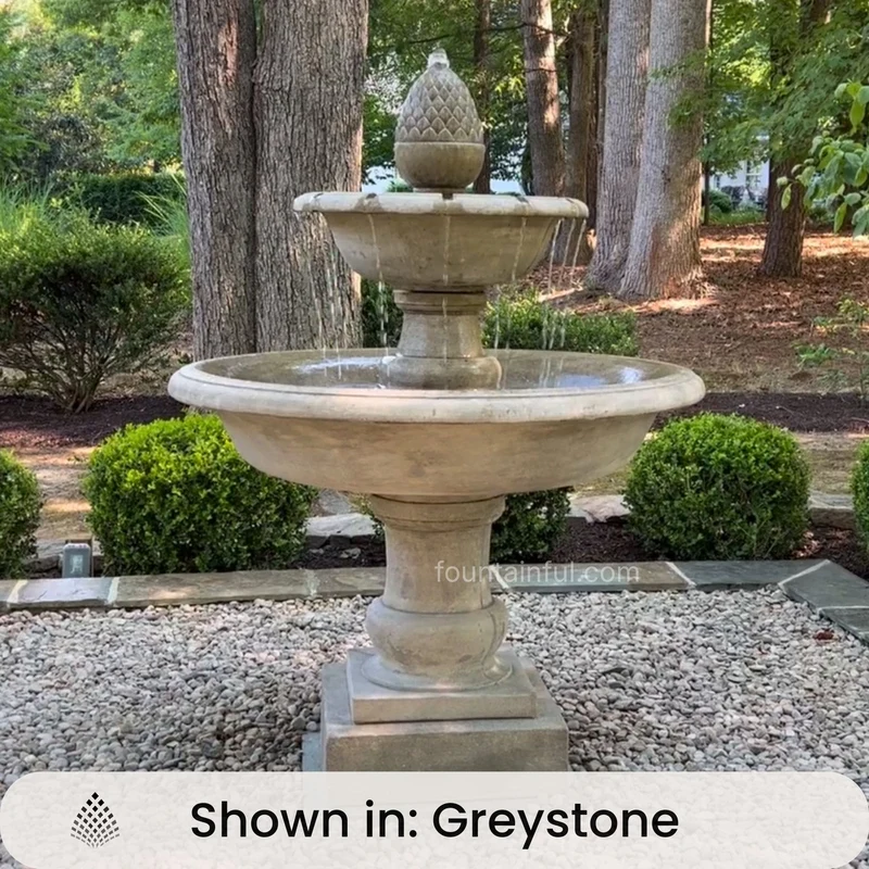 Wiltshire 2-Tier Concrete Fountain with Pinecone Finial - Campania #FT305