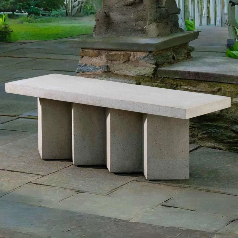 Accordion Long Concrete Garden Bench - Campania #BE151