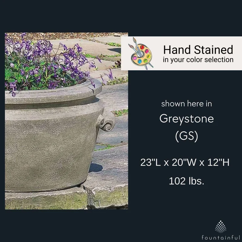 Scroll Handle Concrete Tub Planter - Campania #P294