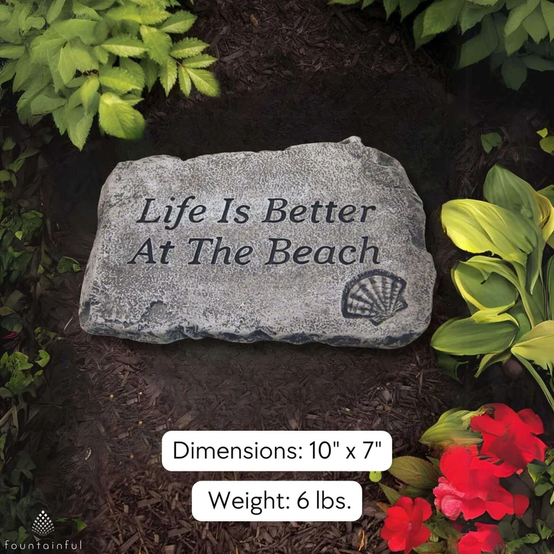 Beach Life Concrete Garden Greeting Stone - Massarellis #1806
