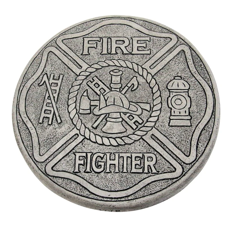 Fire Fighter Concrete Garden Greeting Stone - Massarellis #1778