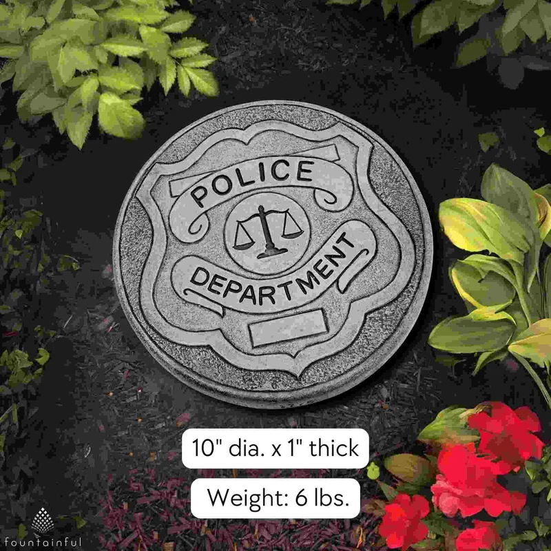 Police Department Concrete Garden Greeting Stone - Massarellis #1775