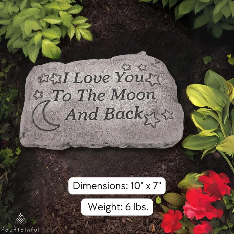 To the Moon and Back Concrete Garden Greeting Stone - Massarellis #1801
